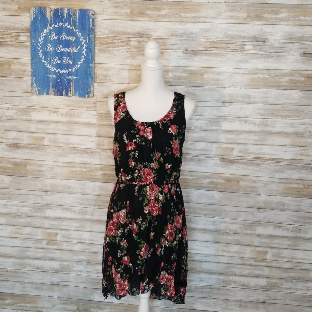 Black & Floral High Low Dress Size 11/13